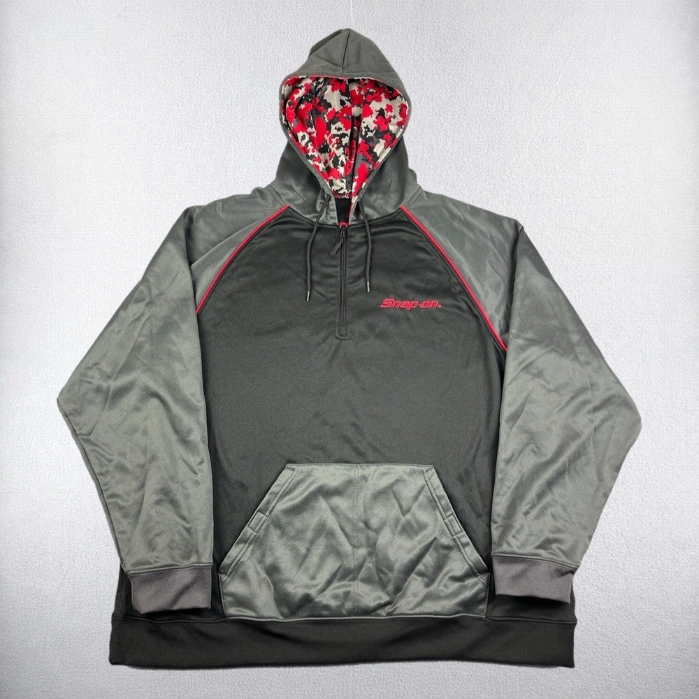 Snap-on Hoodie Mens XL Black Grey 1/4 Zip Digi Camo Hood Pullover Sweatshirt